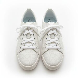 Calvin Klein Women's Michaela sneakers white monogram print Shoe Size 12